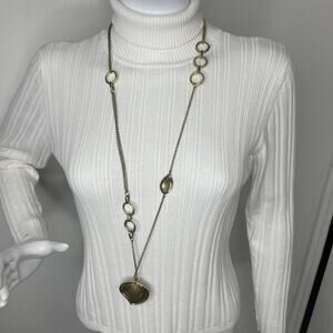 Chico's pendant necklace costume signed jewelry gold tone chunky link versatile